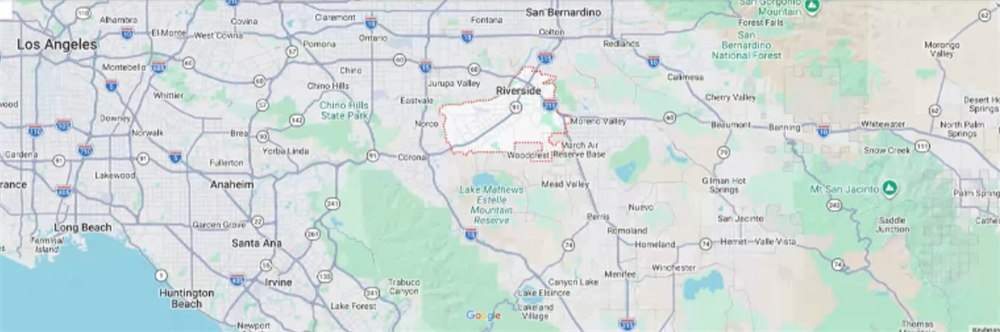 Map showing Riverside area near Valenz Autobody